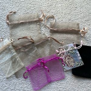 Lot Of 9 Sheer Drawstring Organza Bag Jewelry Pouch Wedding Party Favor Gift Bag